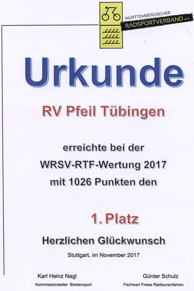 RTF 2017 Urkunde